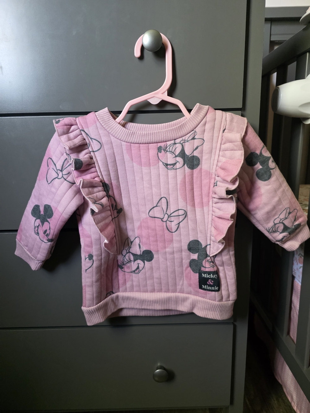 Disney Pink Mickey & Minnie Printed Quilted Sweater And Jogger Pants